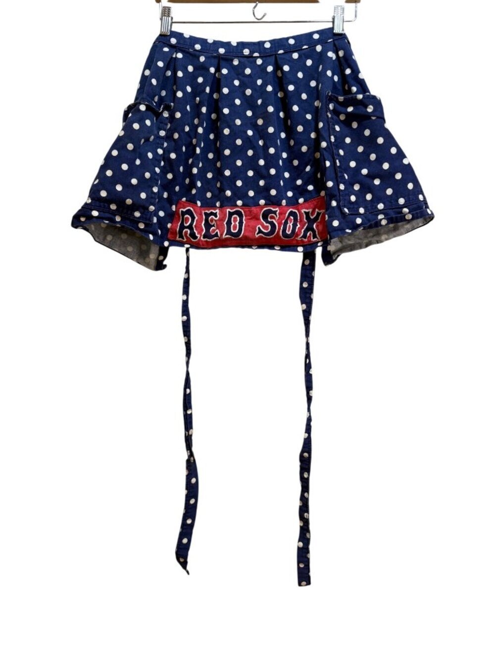 Vintage Style Boston Red Sox Polka Dot Half Apron Tradwife Reworked OOAK